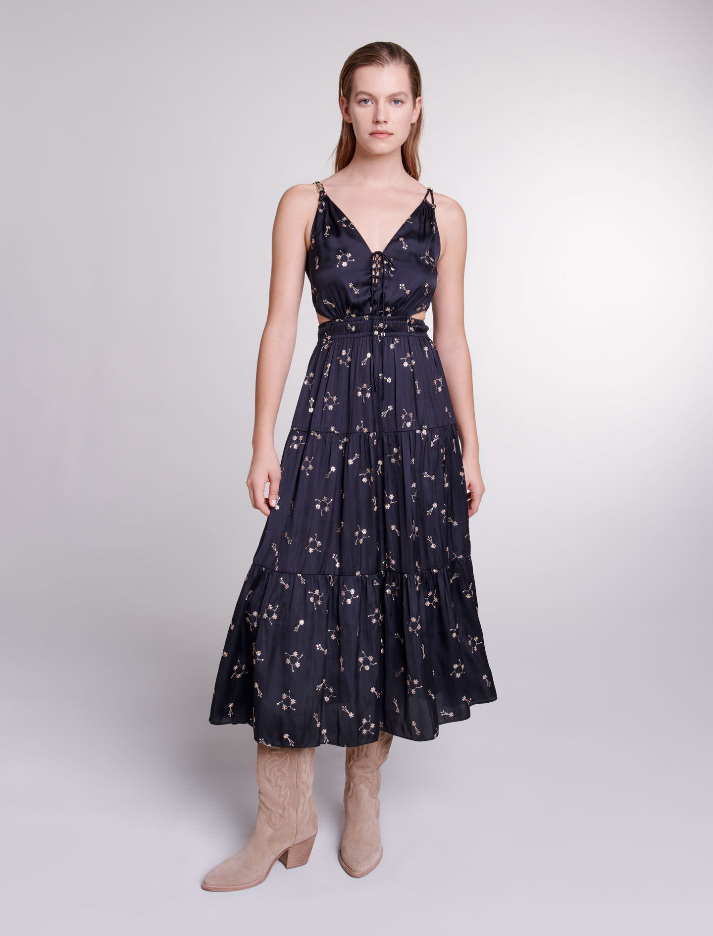 Robe longue brodee a sequins Robes longues Maje