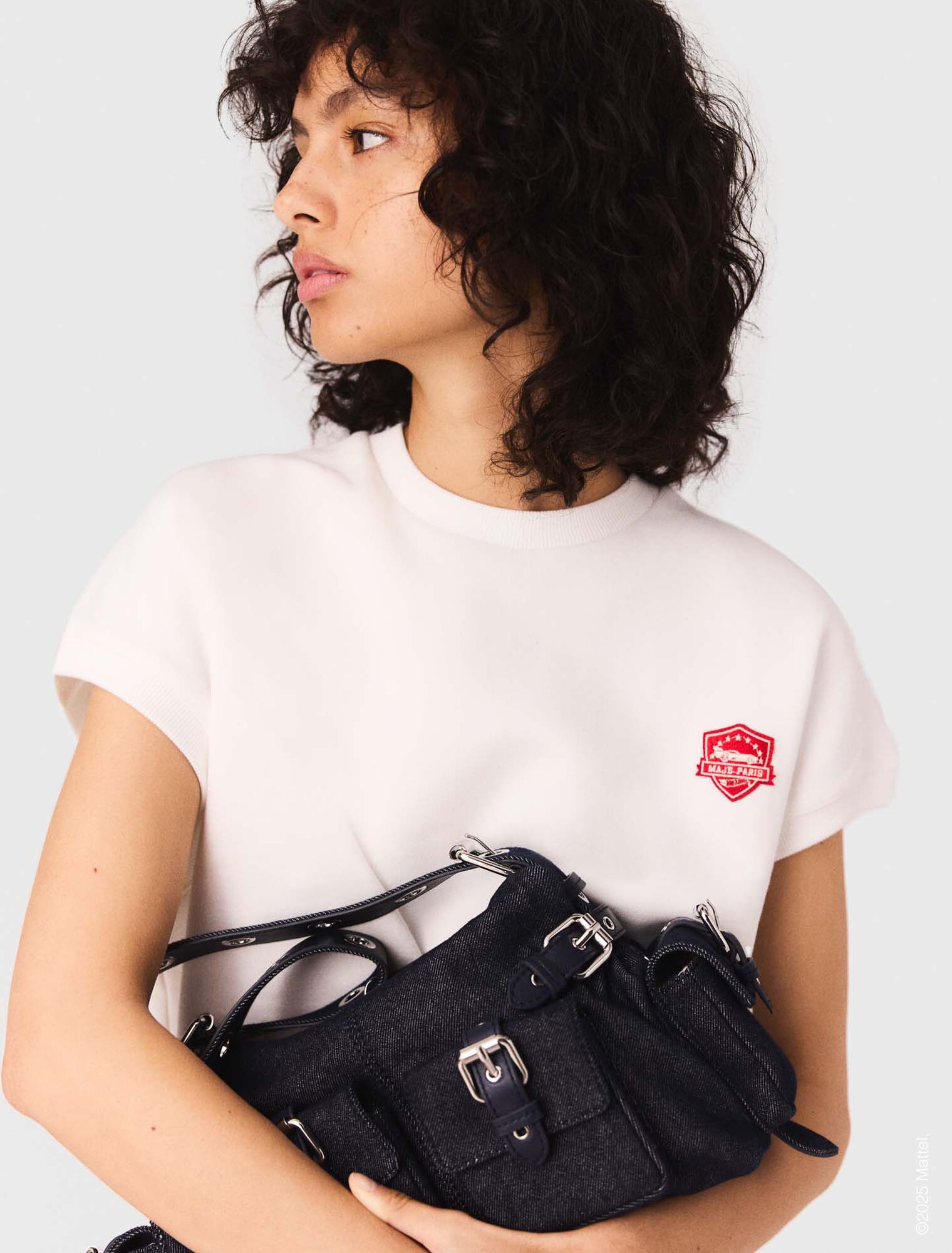 Sweatshirt crop avec logo brodé