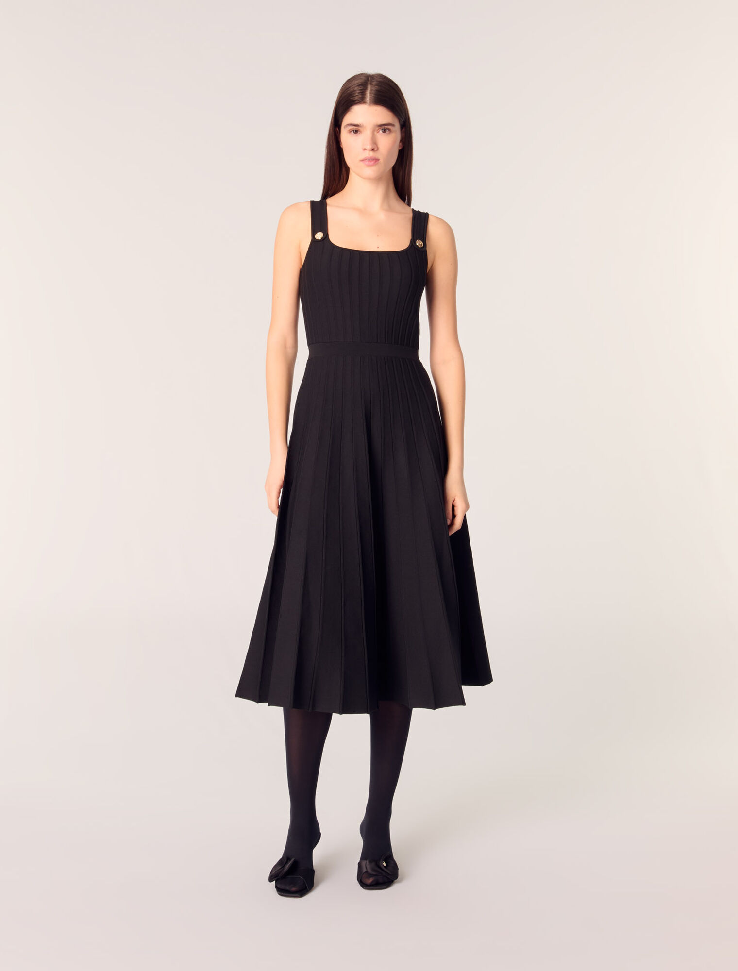 Robe midi en maille plissée