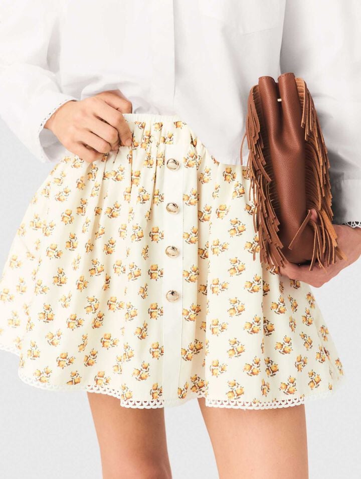 Jupe imprim&eacute;e et galon croquet