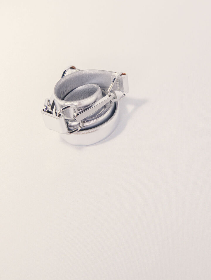 Ceinture en cuir métalisé