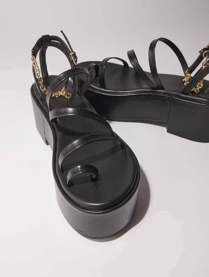 Sandales compensées en cuir