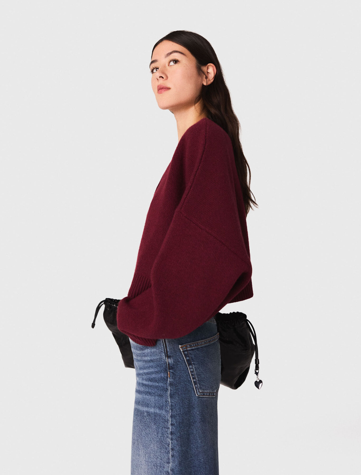 Cardigan cropped en laine mélangée