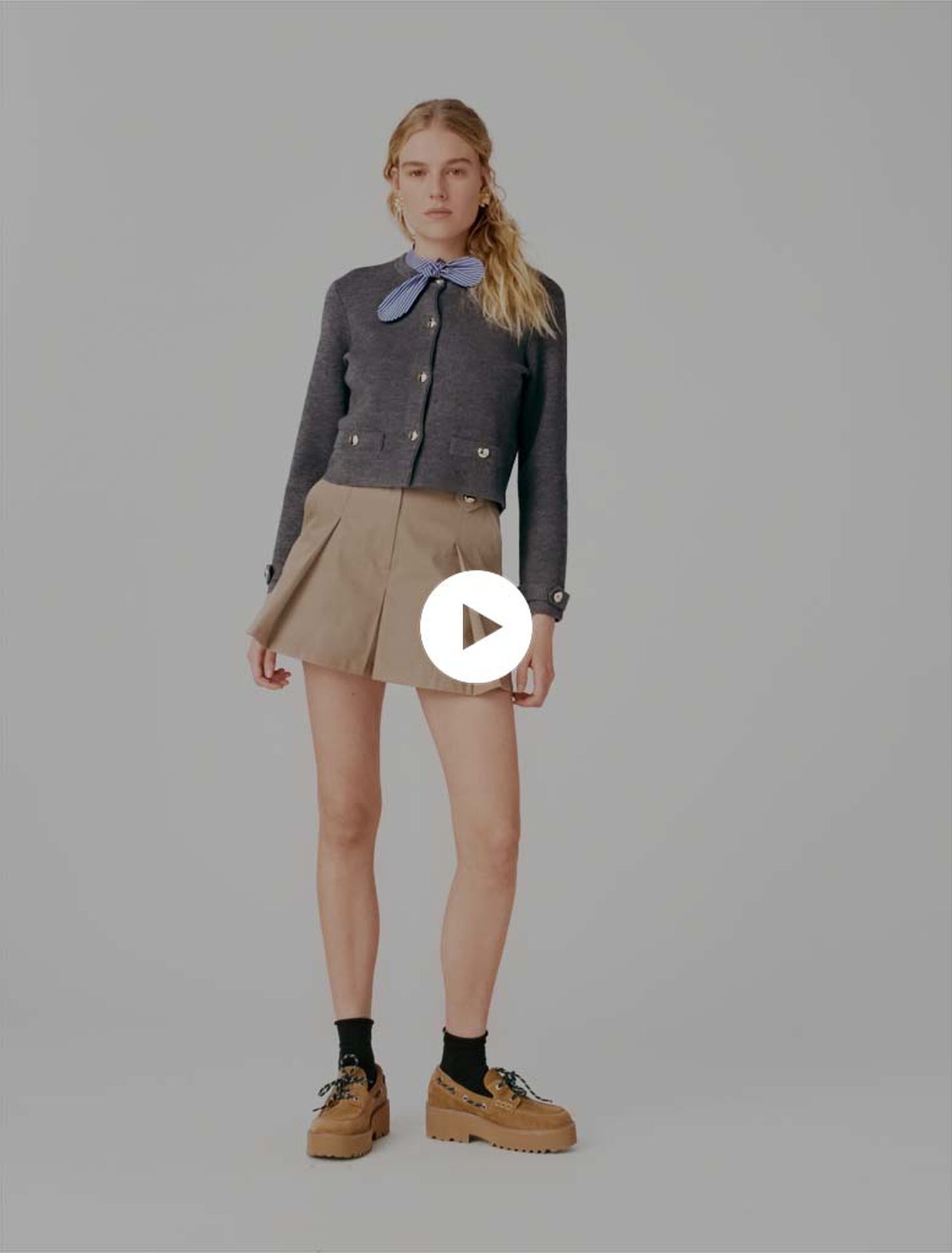 Cardigan avec col ray&eacute; amovible