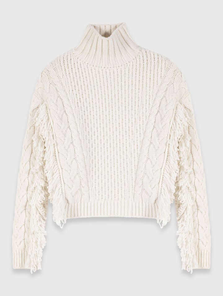 Pull en laine melangé avec franges