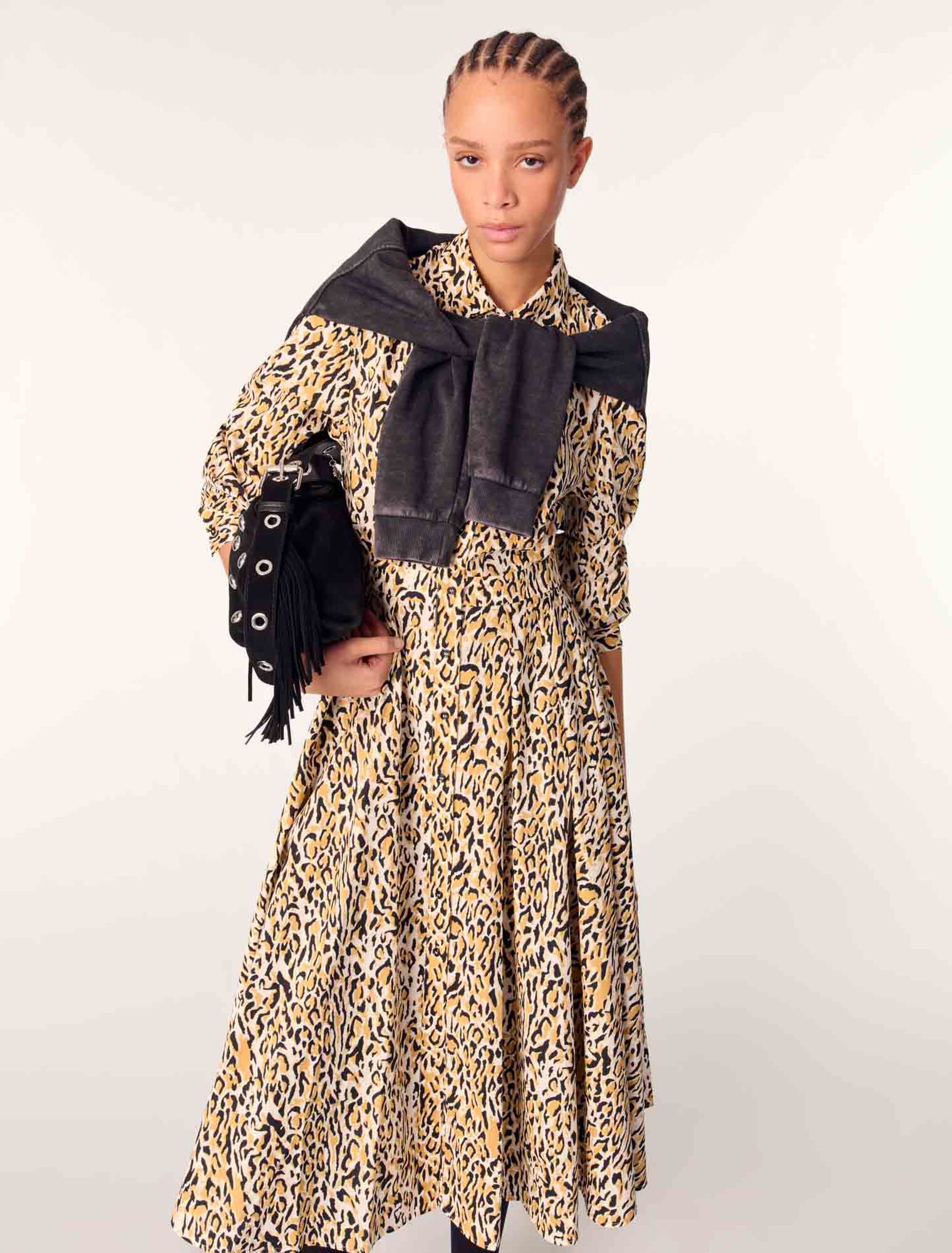 Robe midi imprimé léopard