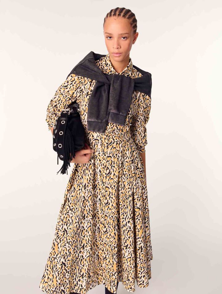 Robe midi imprimé léopard