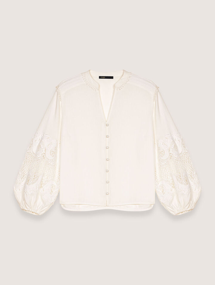 Chemise à manches brodées
