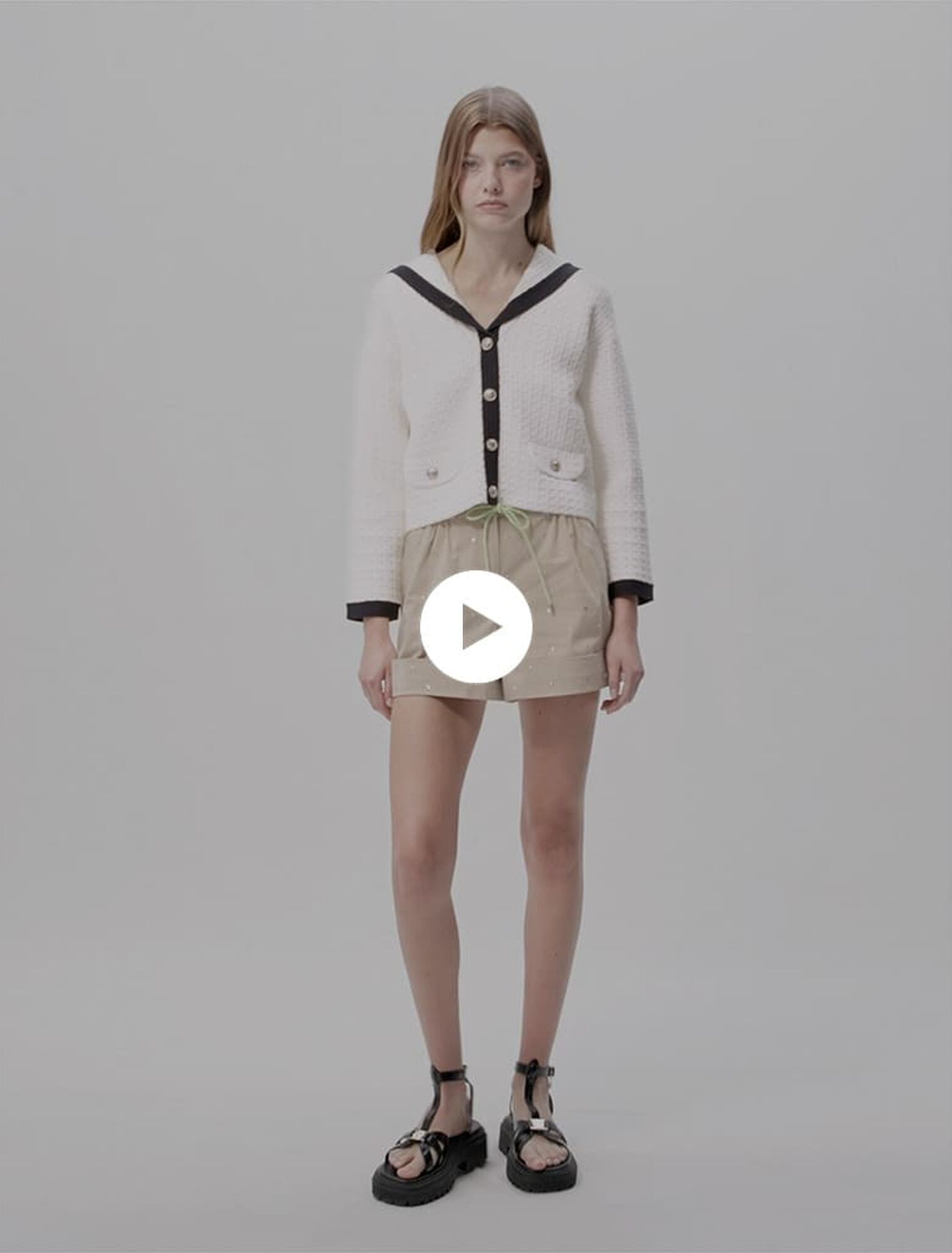 Cardigan contrasté à col