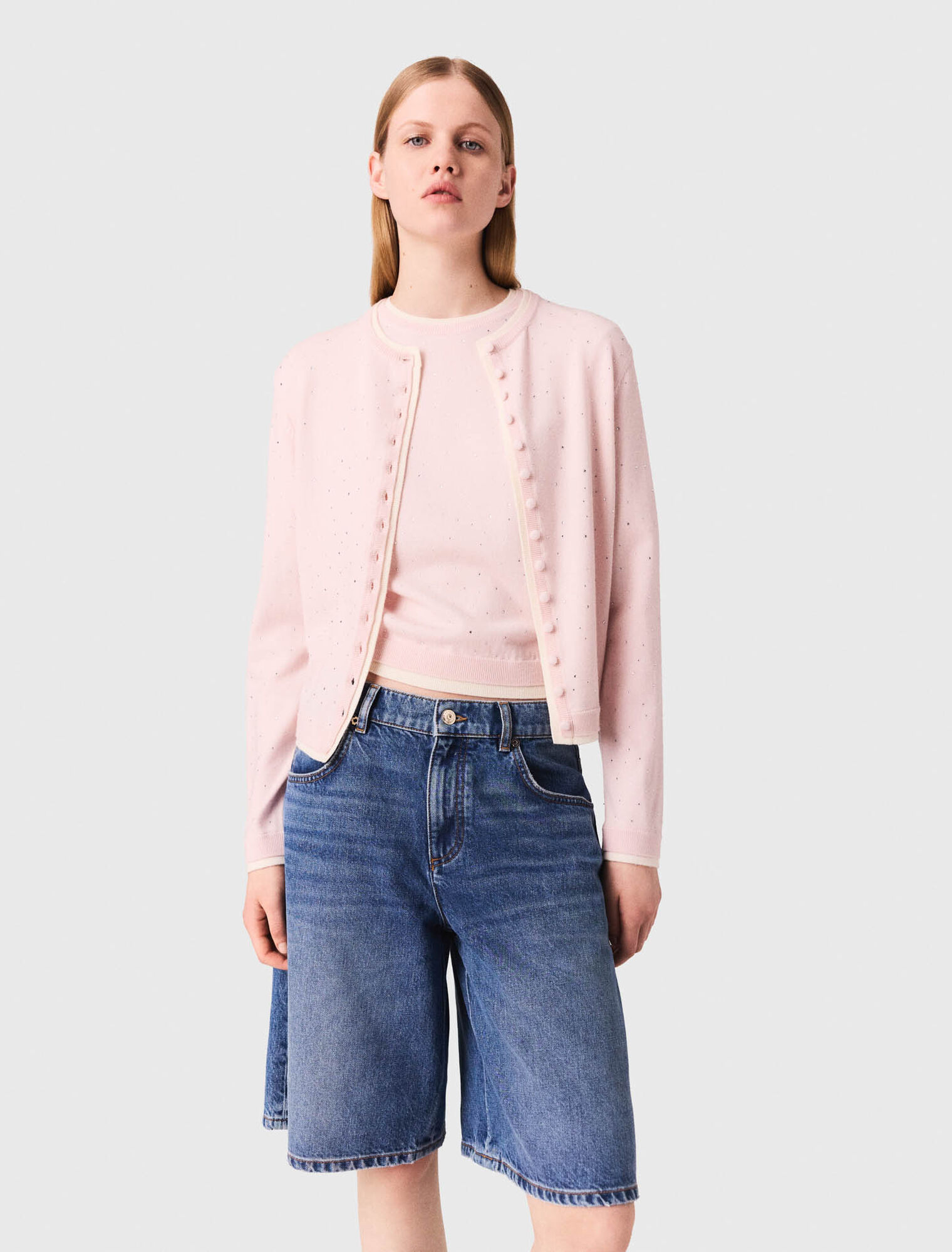 Cardigan 100% laine avec strass 