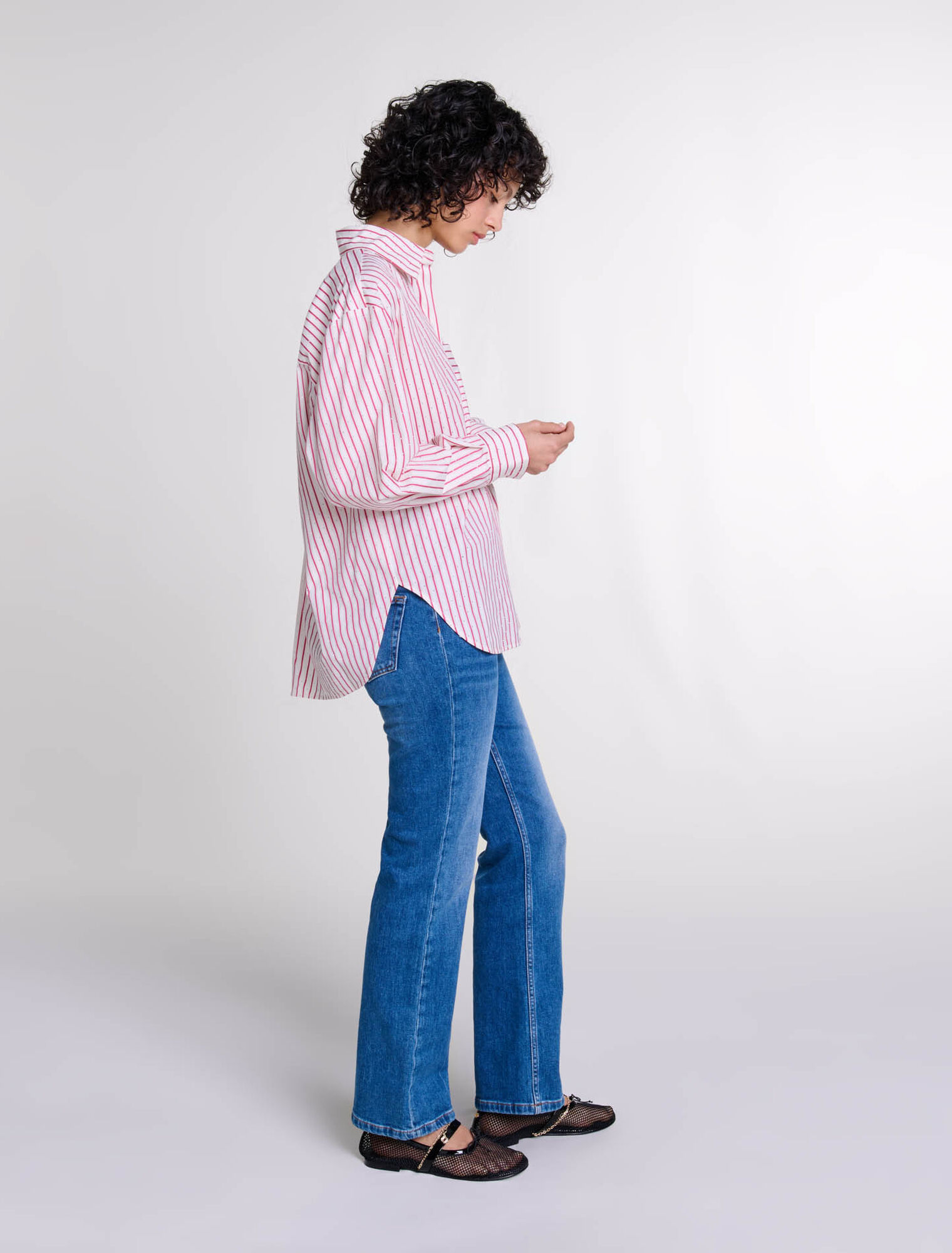 Chemise strassée à rayures