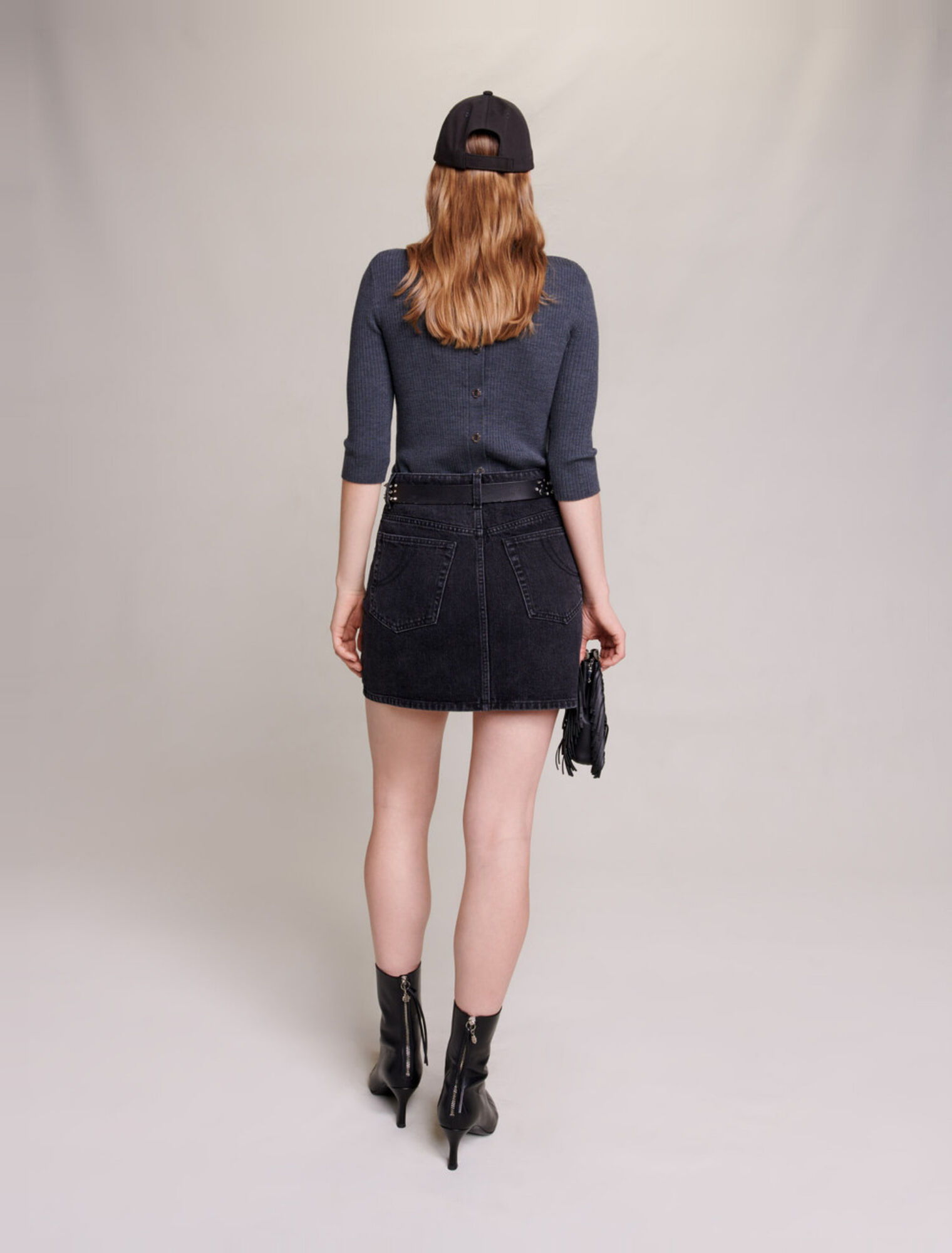 Jupe courte denim à strass