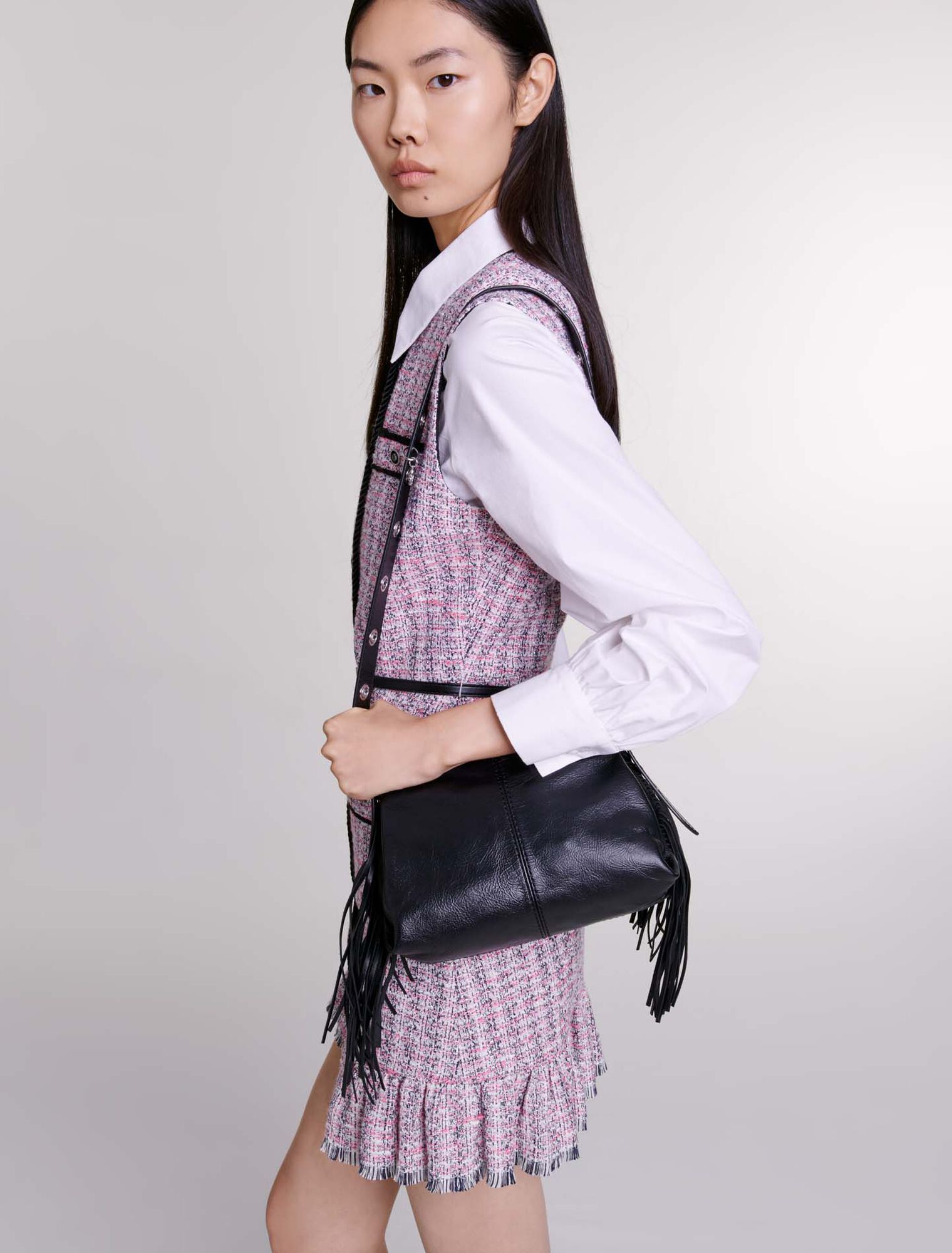 Robe courte 2-en-1 en tweed