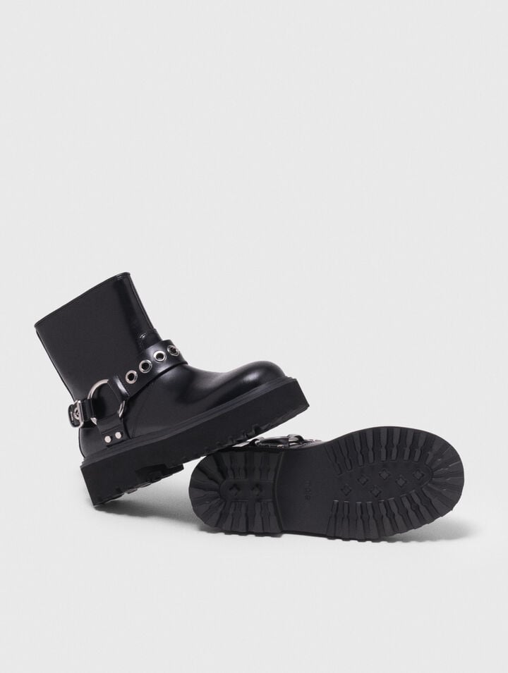 Bottine biker en cuir