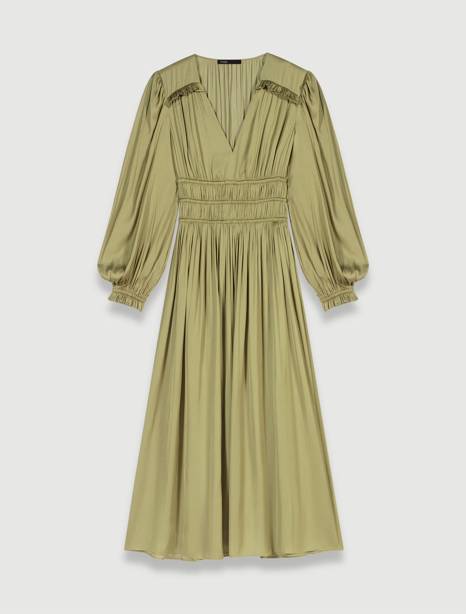 Robe mi- longue satinée volantée
