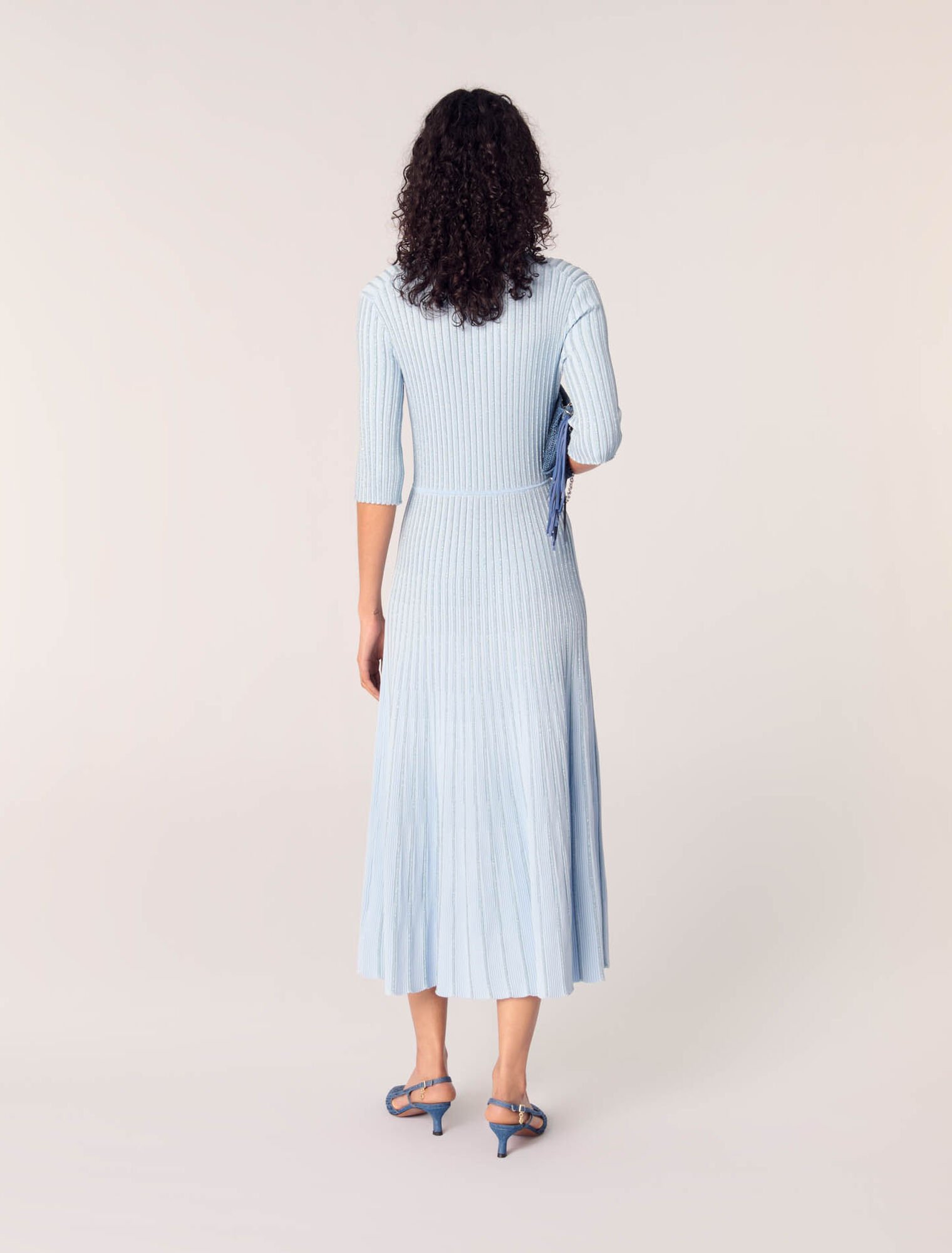 Robe midi en maille côtelée