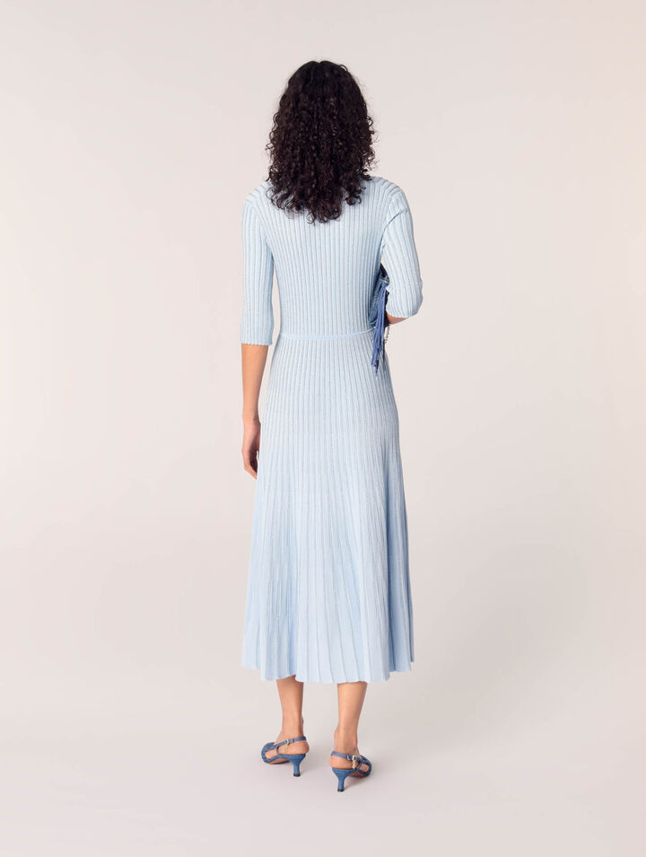Robe midi en maille côtelée