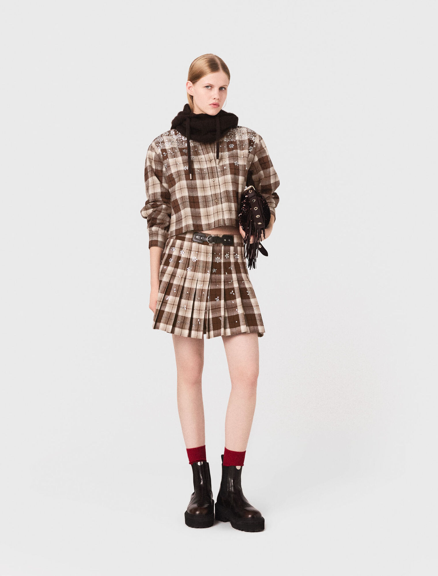 Chemise à carreaux strassée
