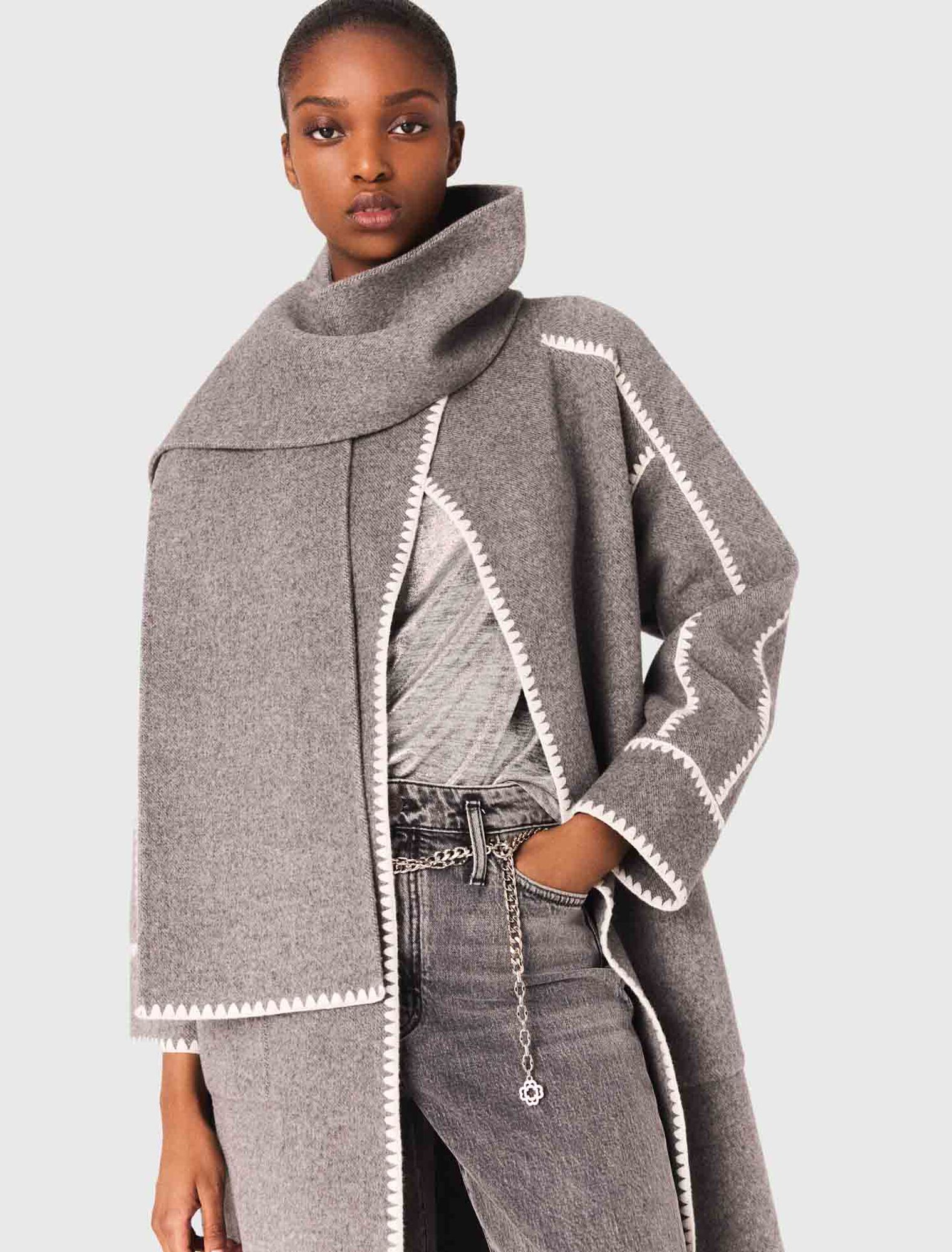 Manteau long double face