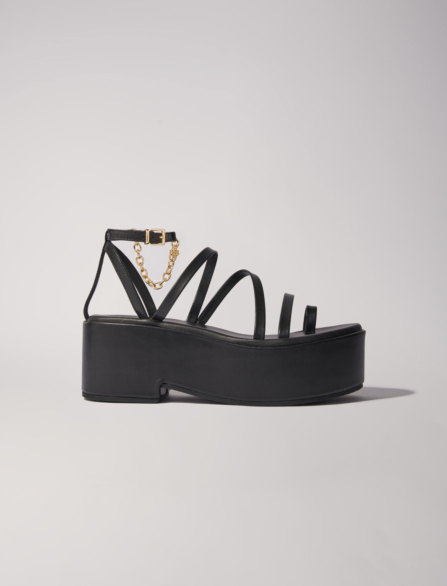 Sandales compensees en cuir