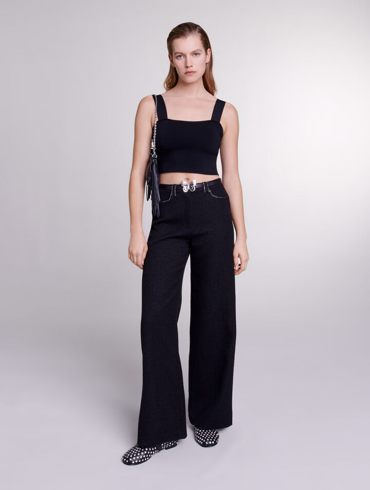 Pantalon large en tweed