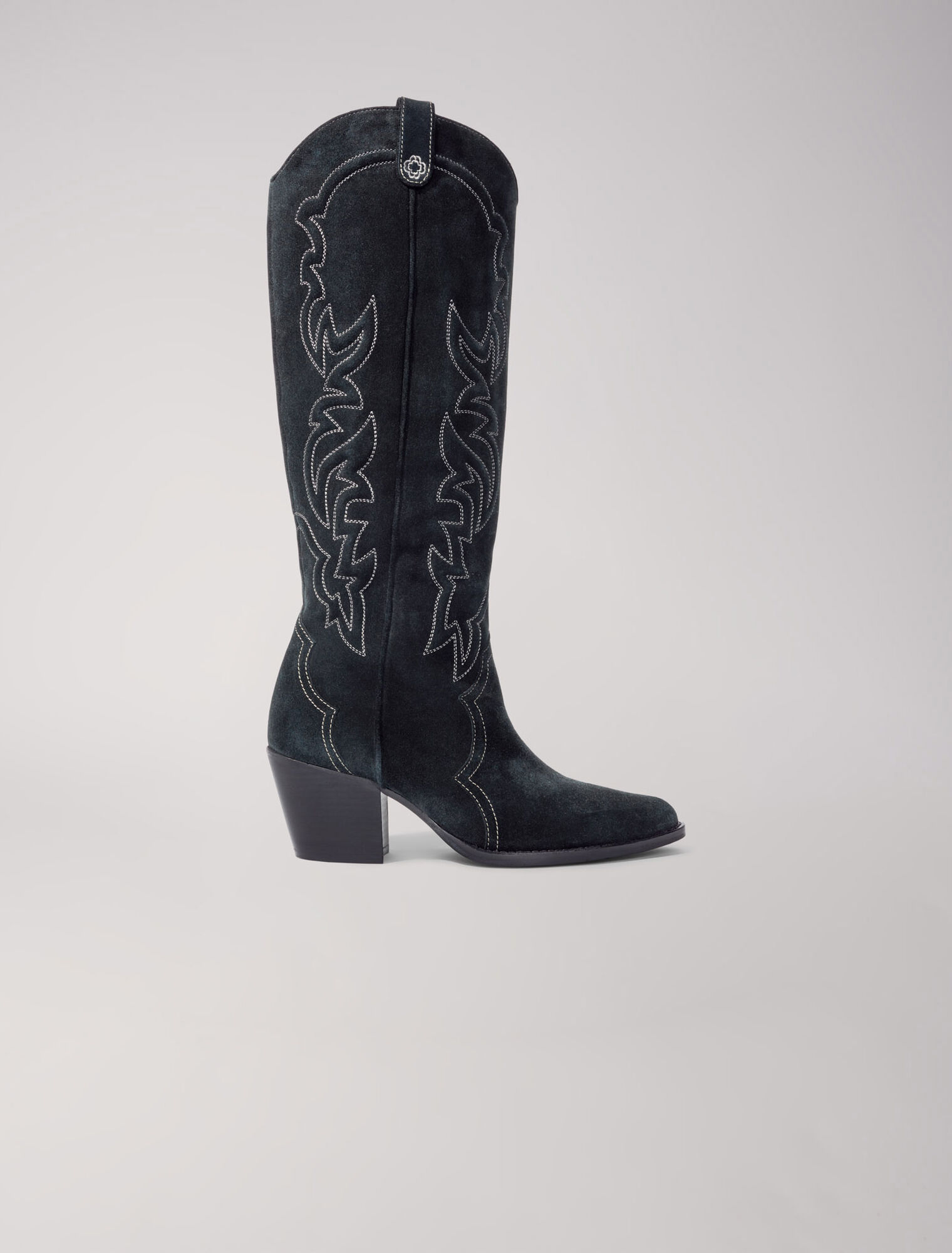 Bottes santiags en cuir suédé