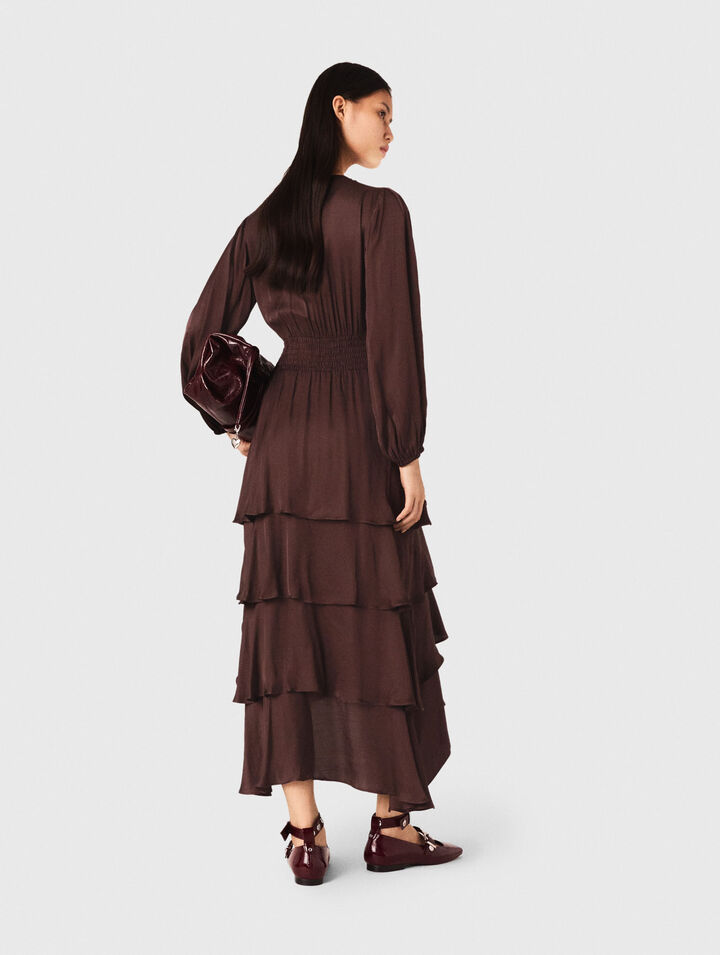 Robe longue fluide à volants