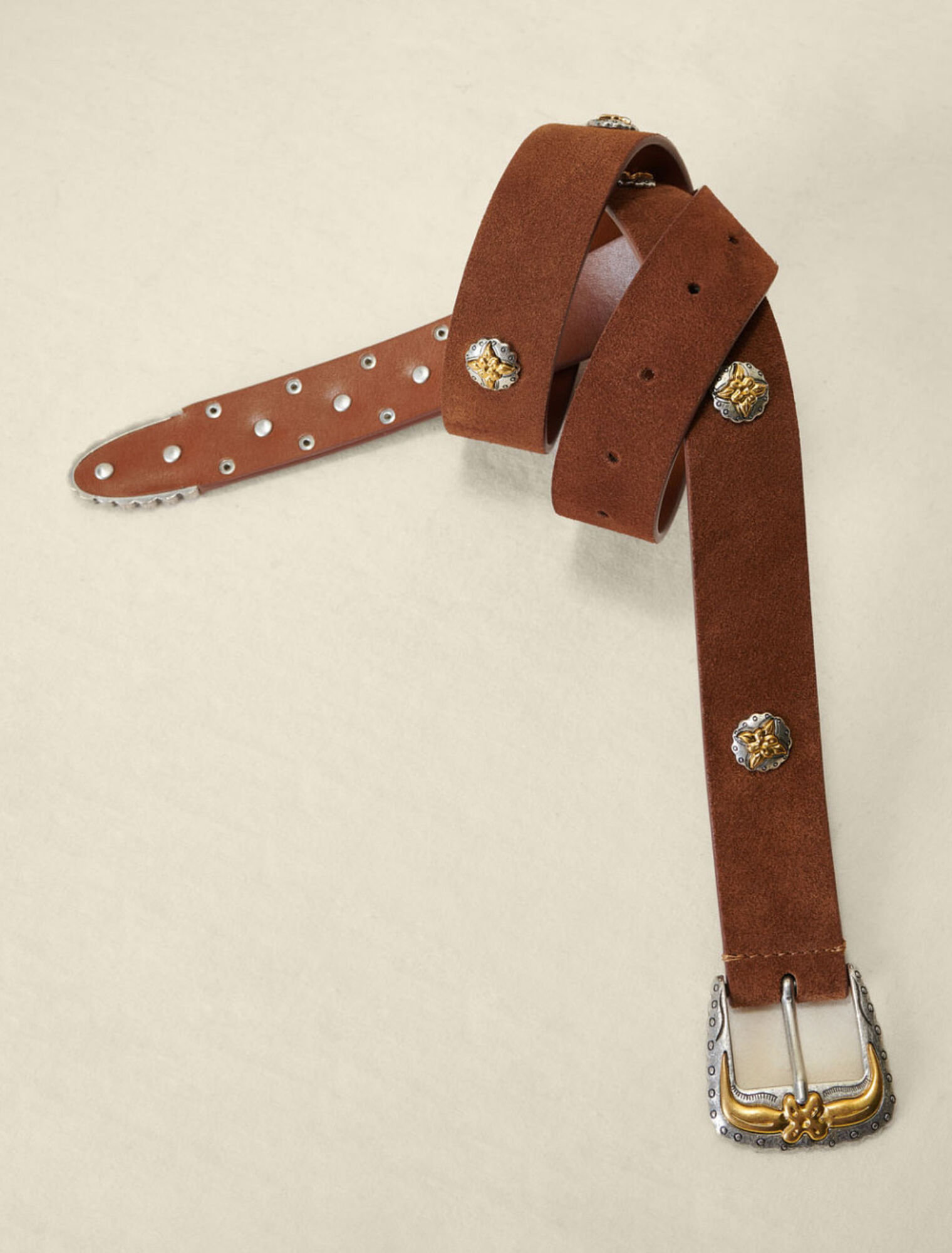 Ceinture western en cuir suédé