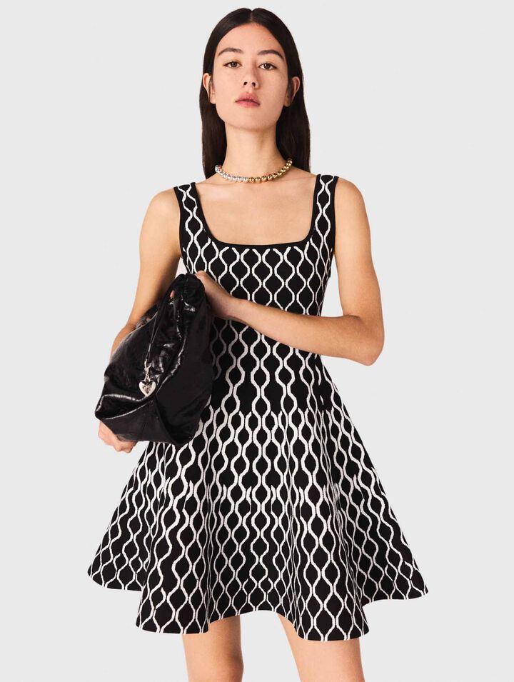 Robe courte en maille jacquard