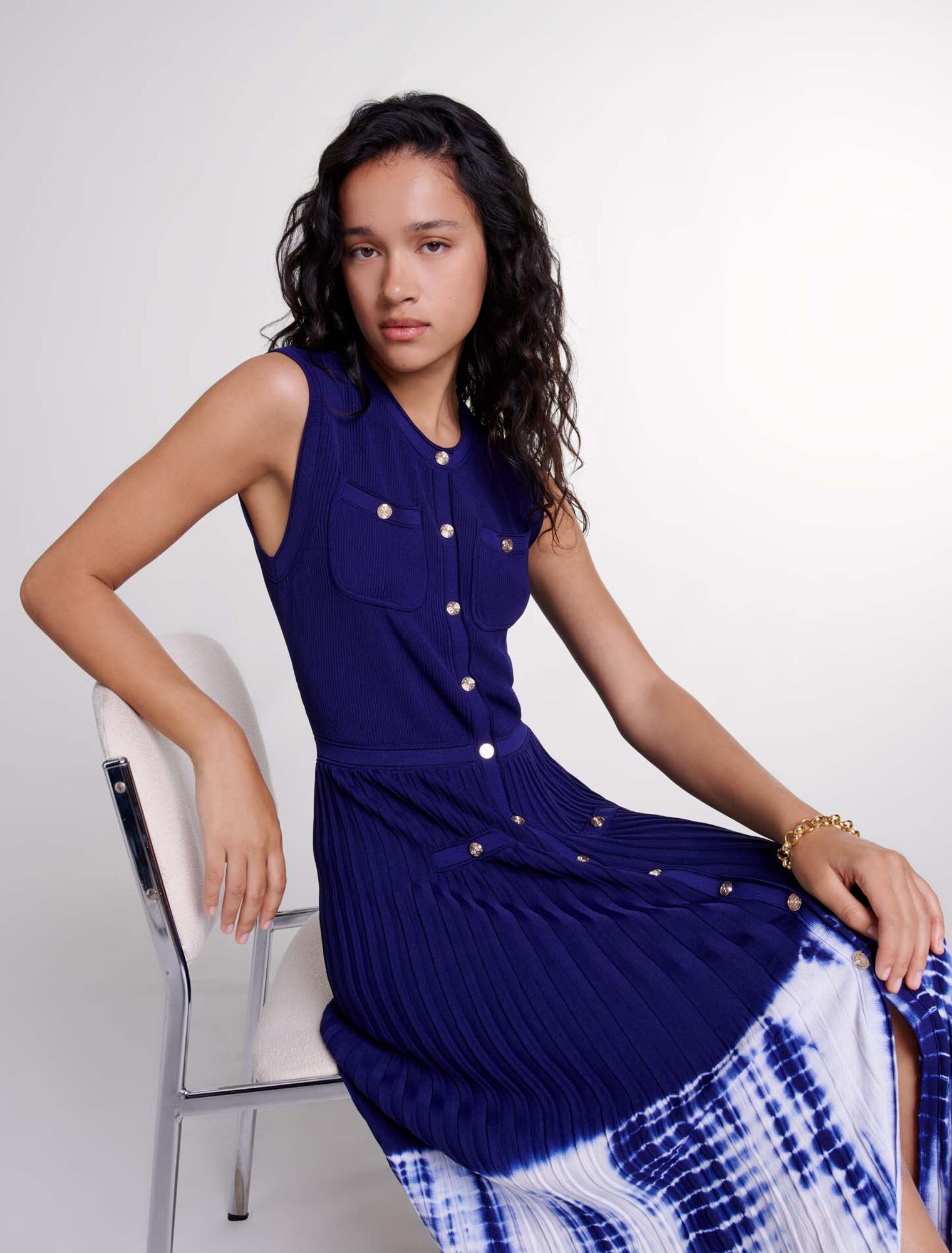 Robe longue en maille tie an dye