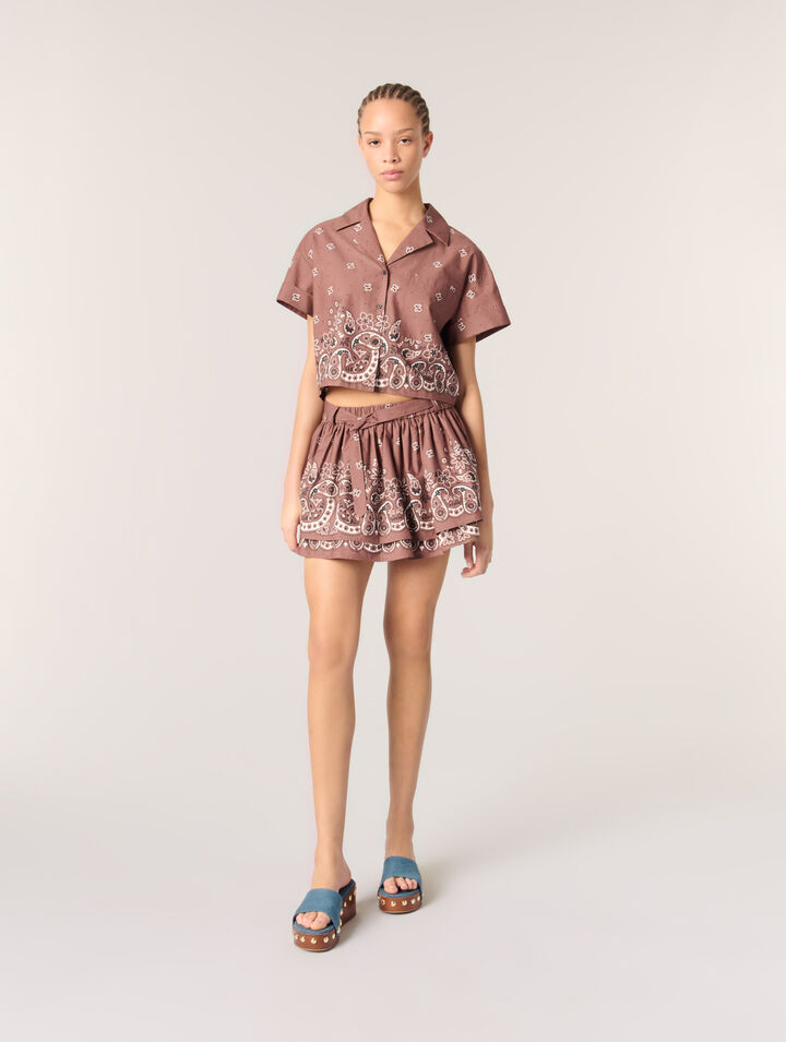 Chemise courte imprimée à strass