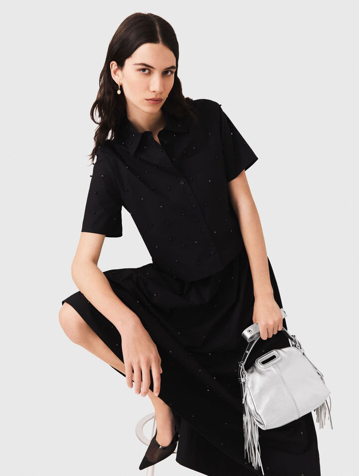 Chemise avec strass et perles