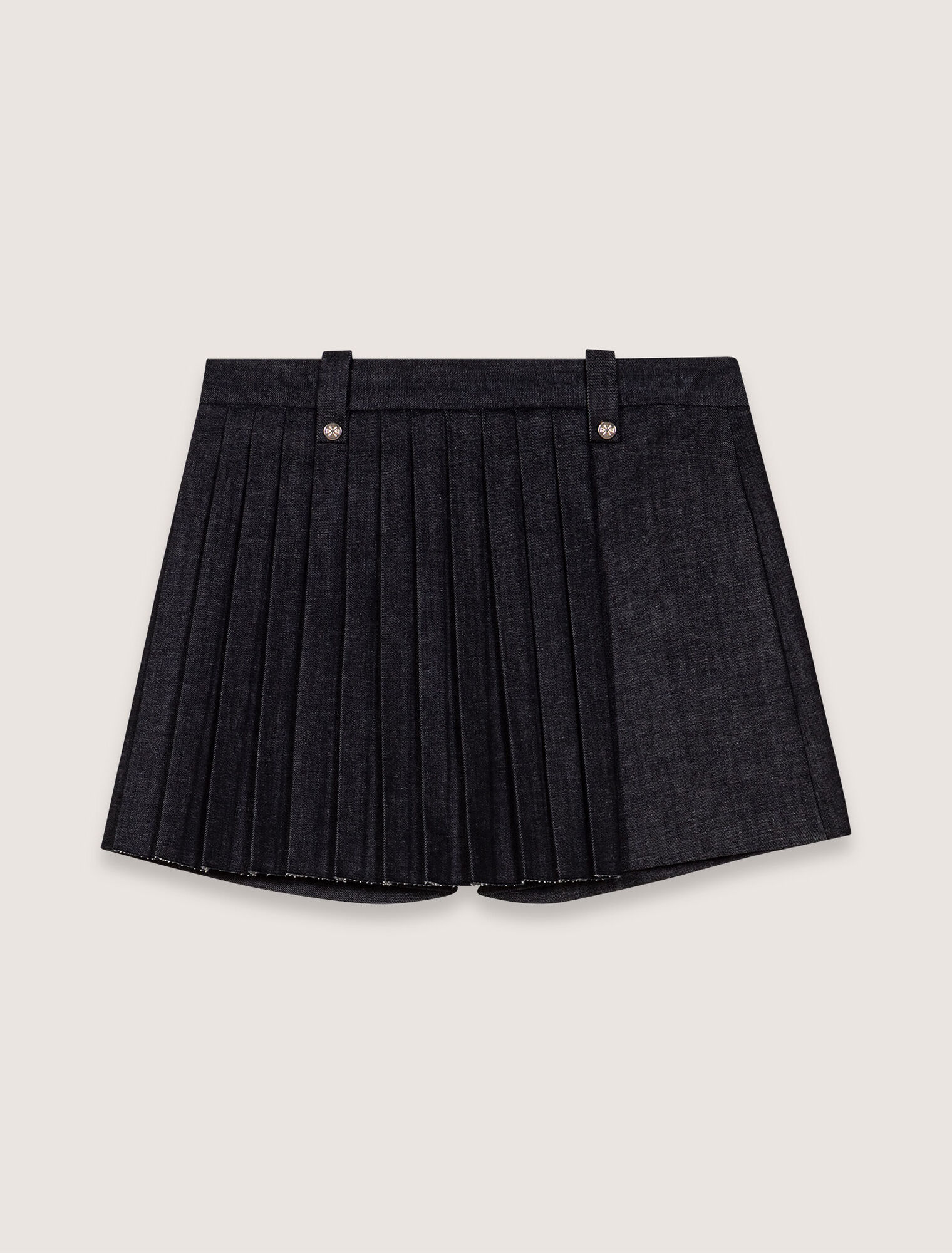 Short trompe l'œil en denim plissé