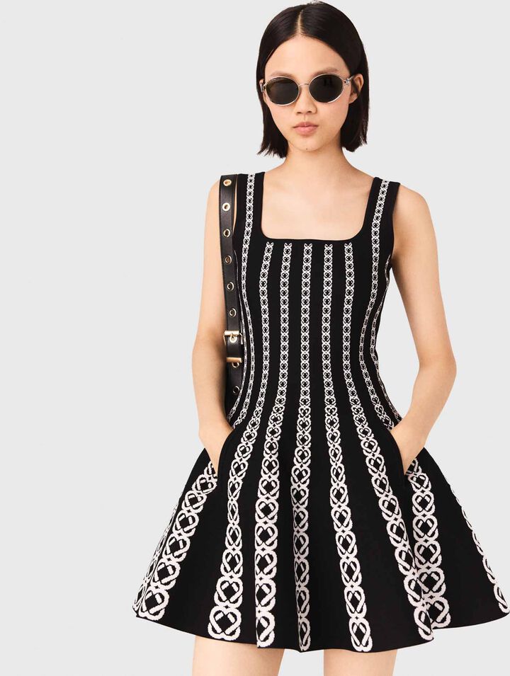 Robe courte en maille jacquard