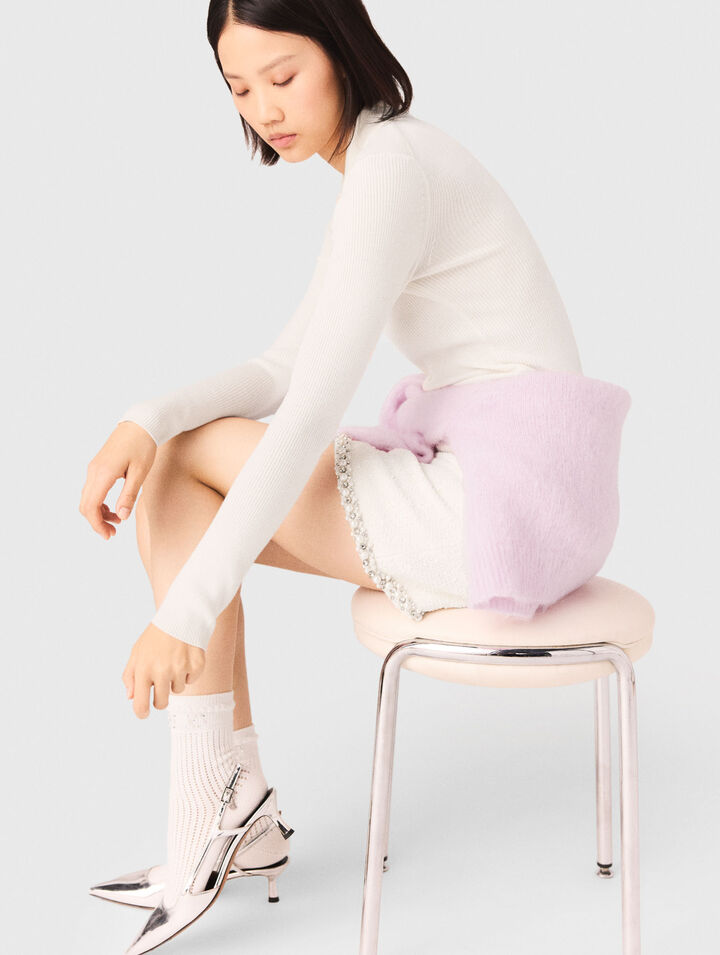 Pull cotelé à col polo