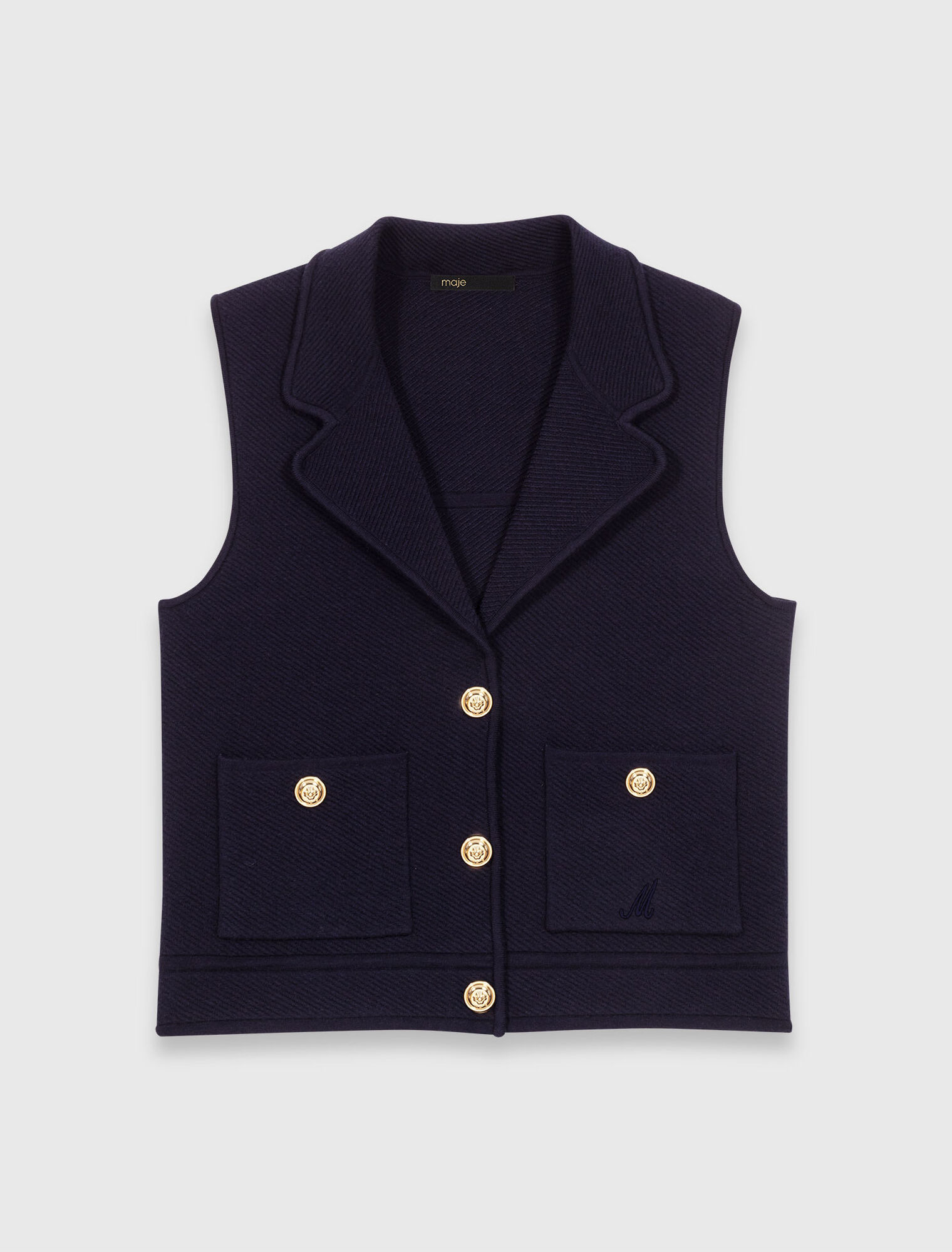 Gilet en maille &agrave; col polo
