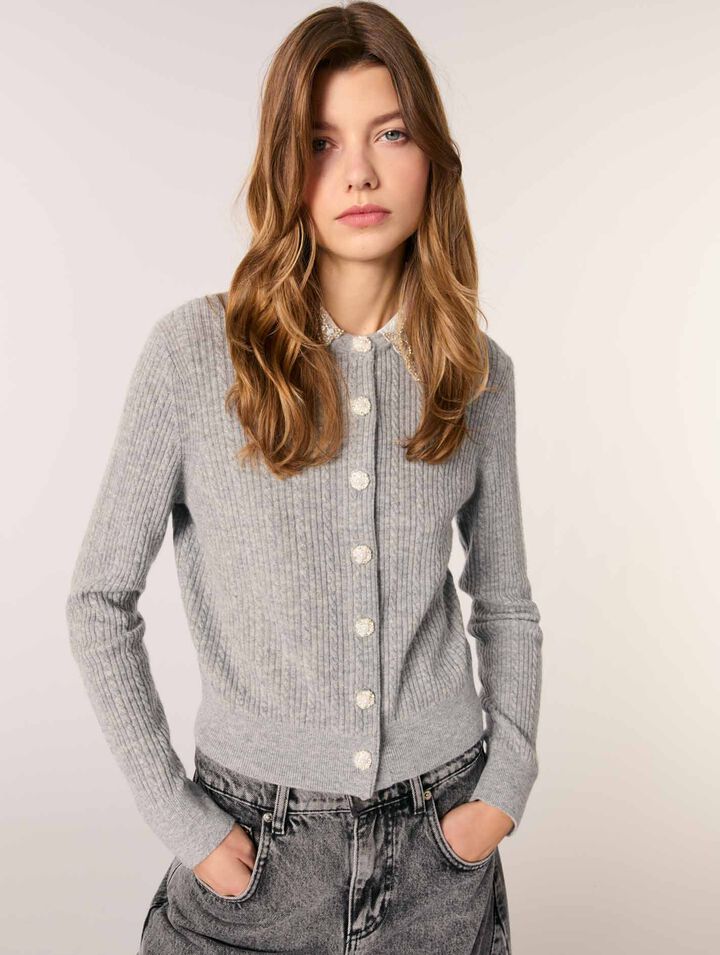 Cardigan à col bijoux amovible
