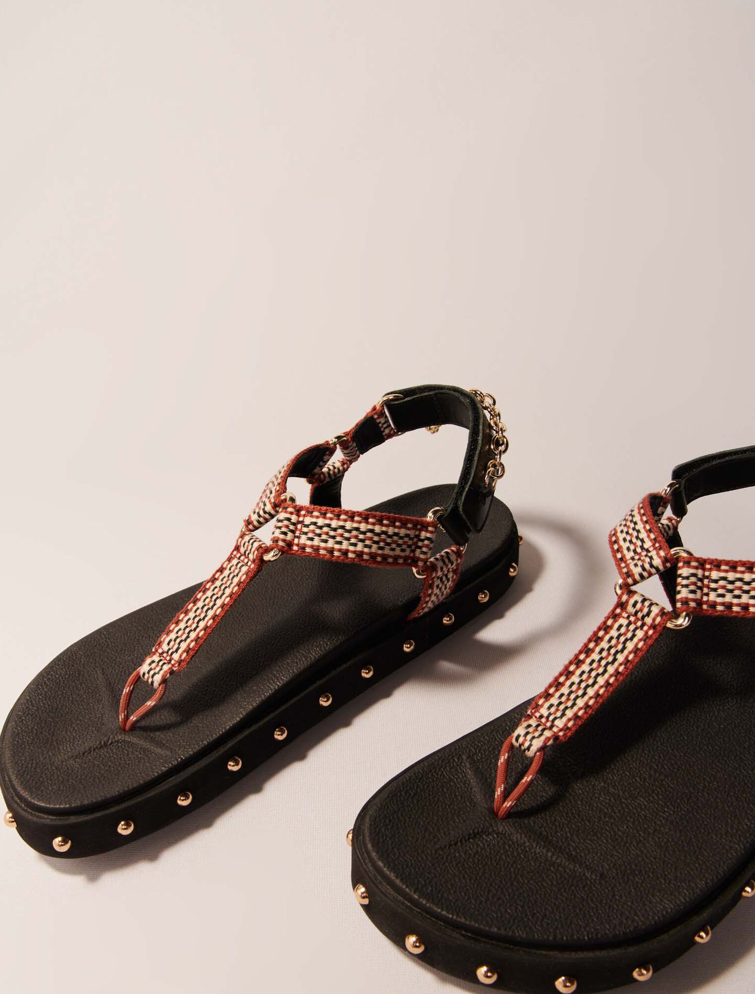 Sandales plates corde et cuir