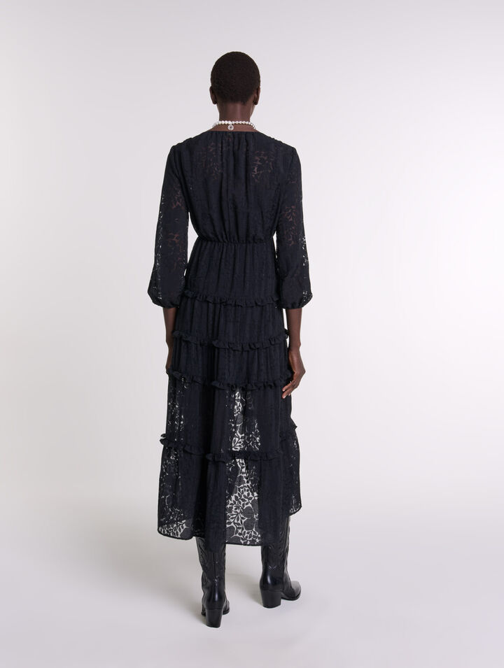 Robe longue volantée à motif