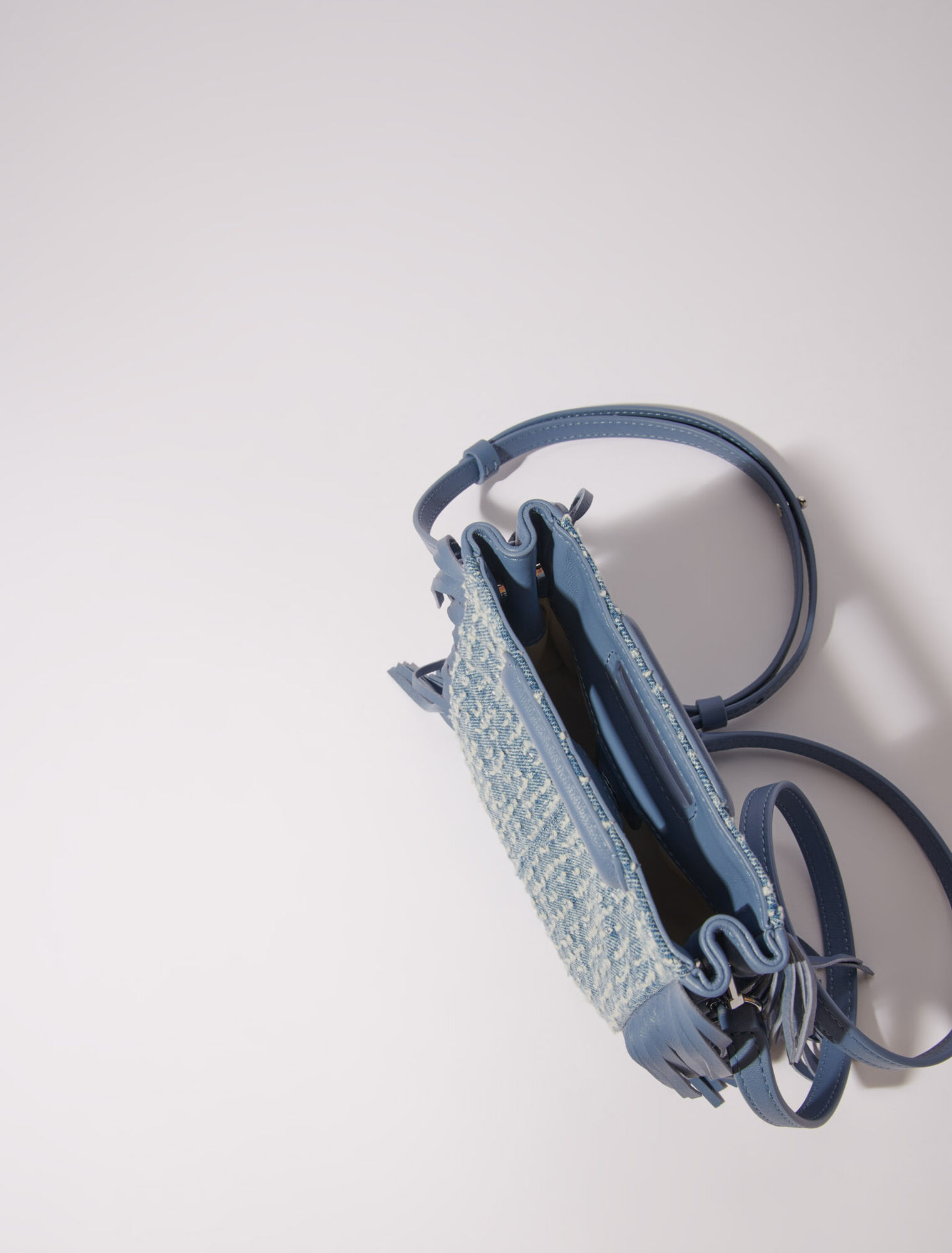 Sac M mini en toile denim et strass