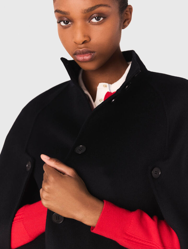Manteau long double face avec cape