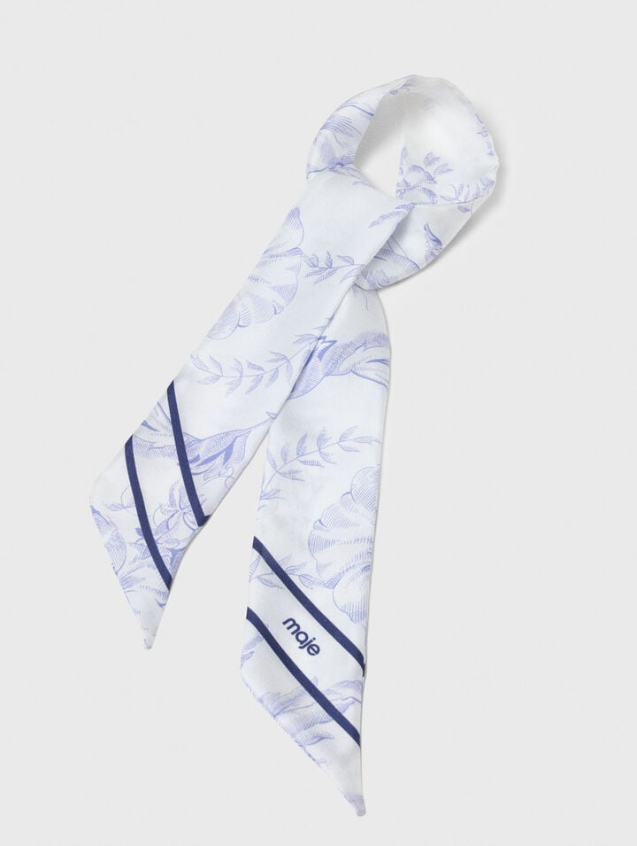 Foulard en soie imprim&eacute; fleurs