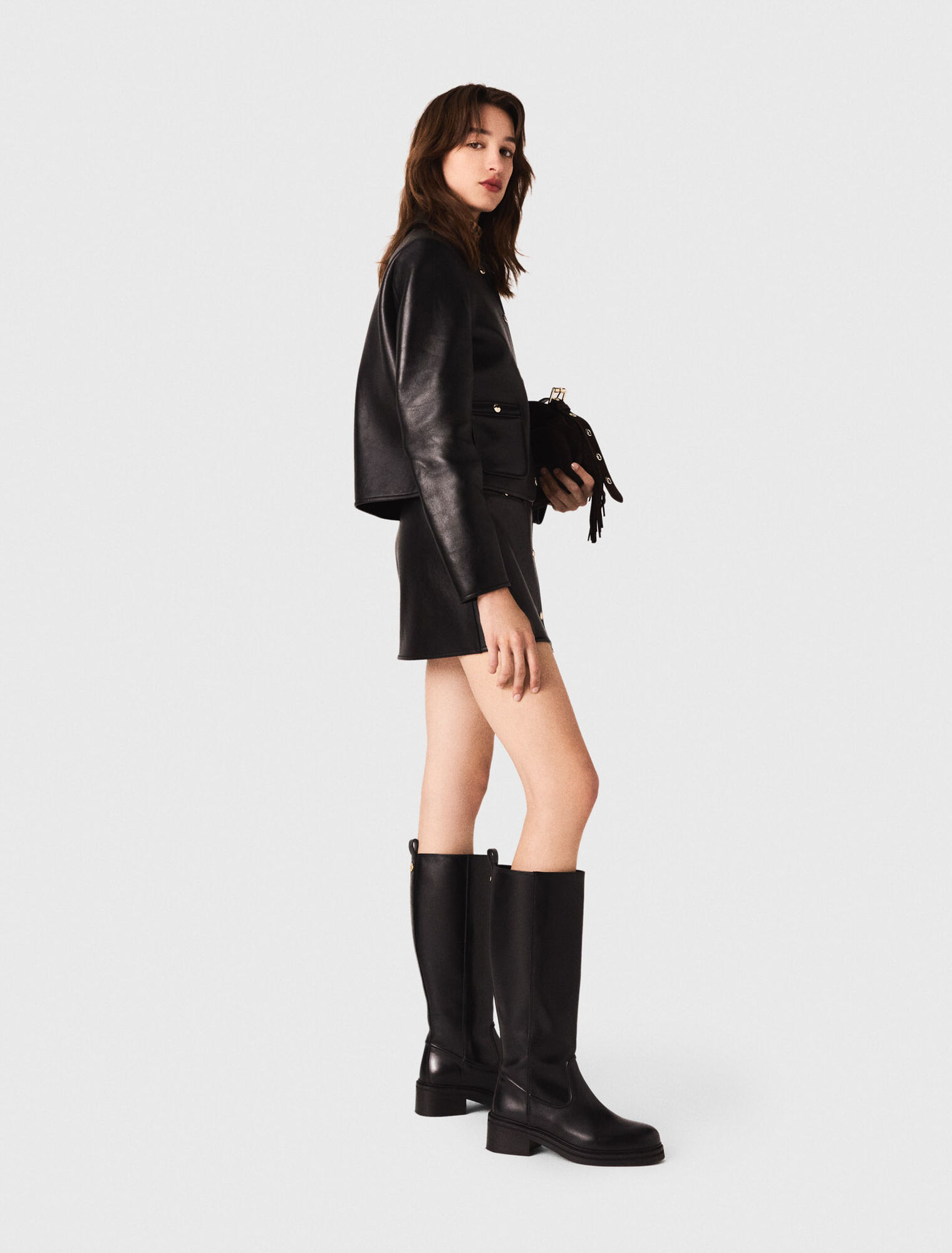 Veste courte en cuir