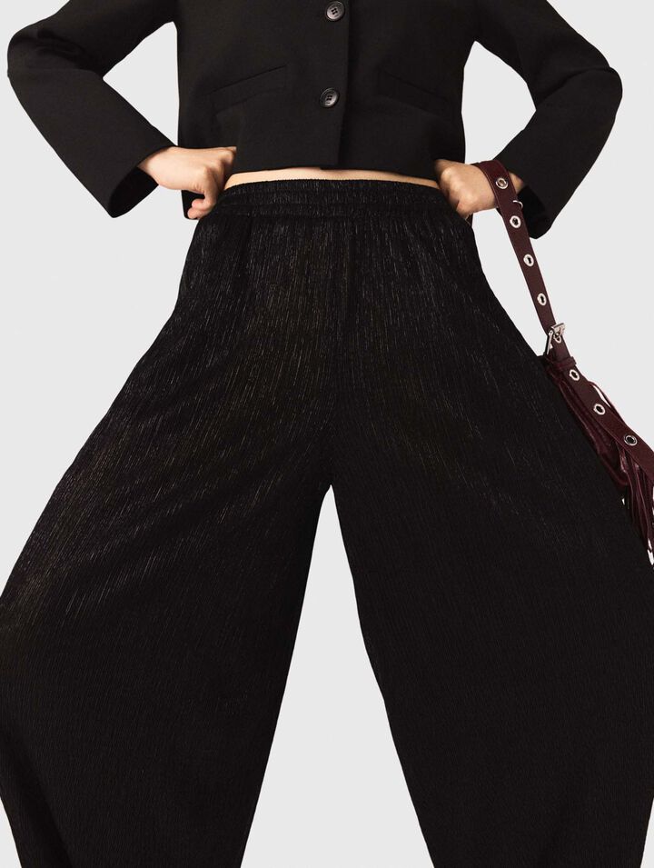Pantalon large effet métallisé