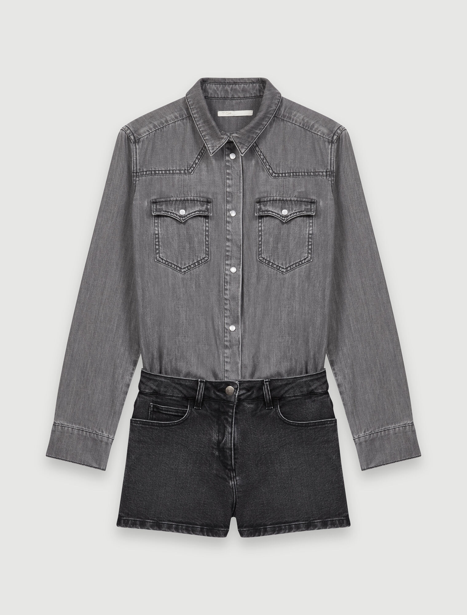 Combishort effet trompe-l’œil en jean