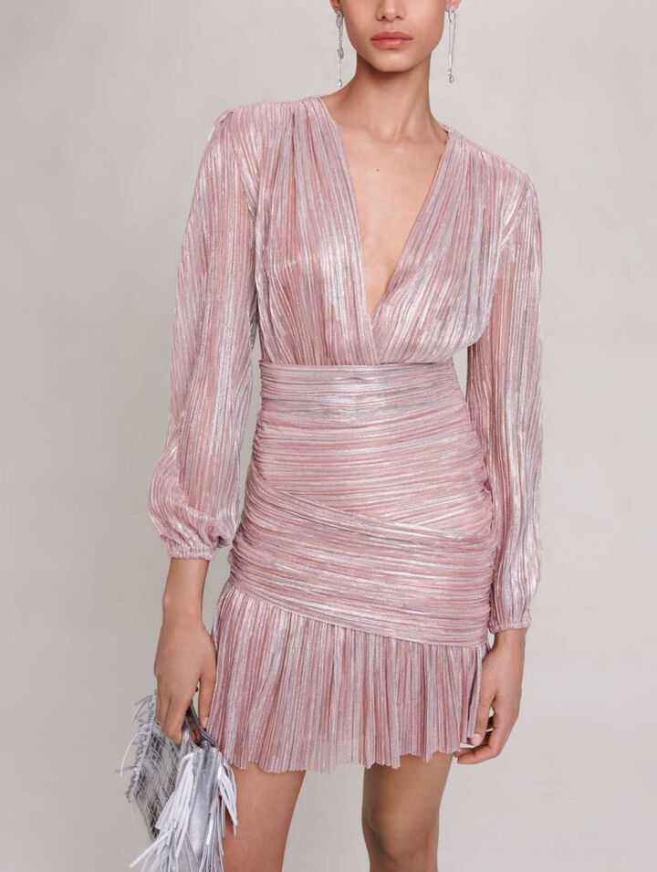 Robe plissée fibres métallisées