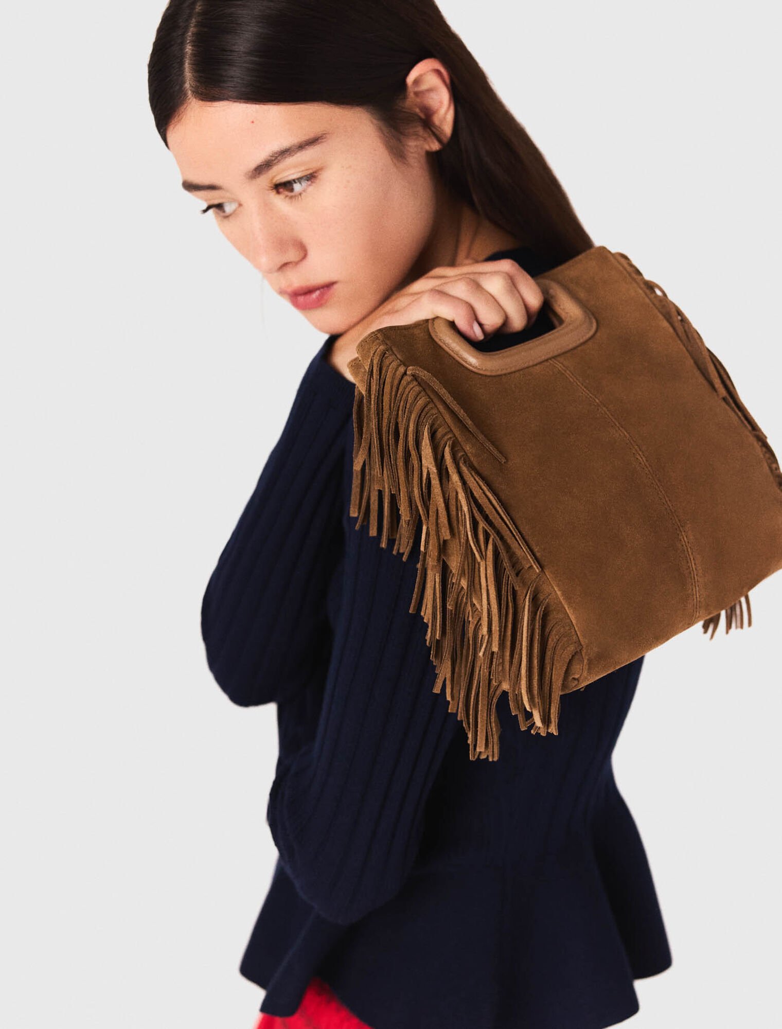 Sac M à franges en suède