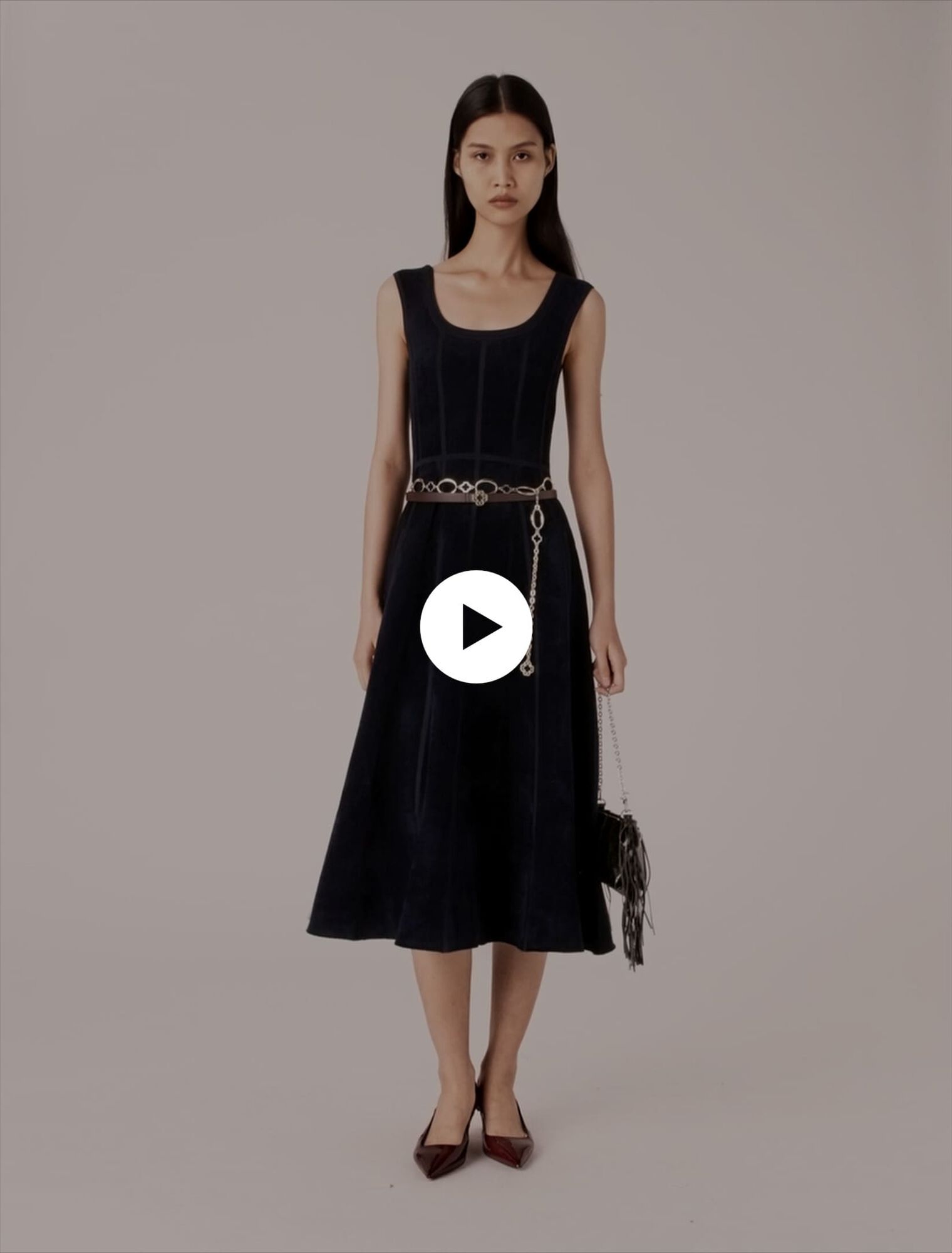 Robe longue en velours