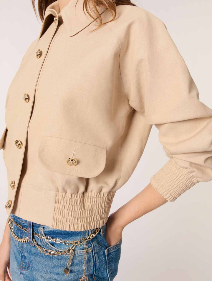 Blouson bomber en lin et coton