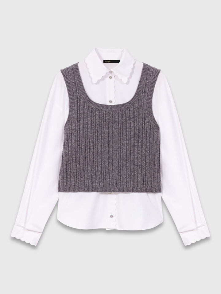 Top en maille et chemise amovible